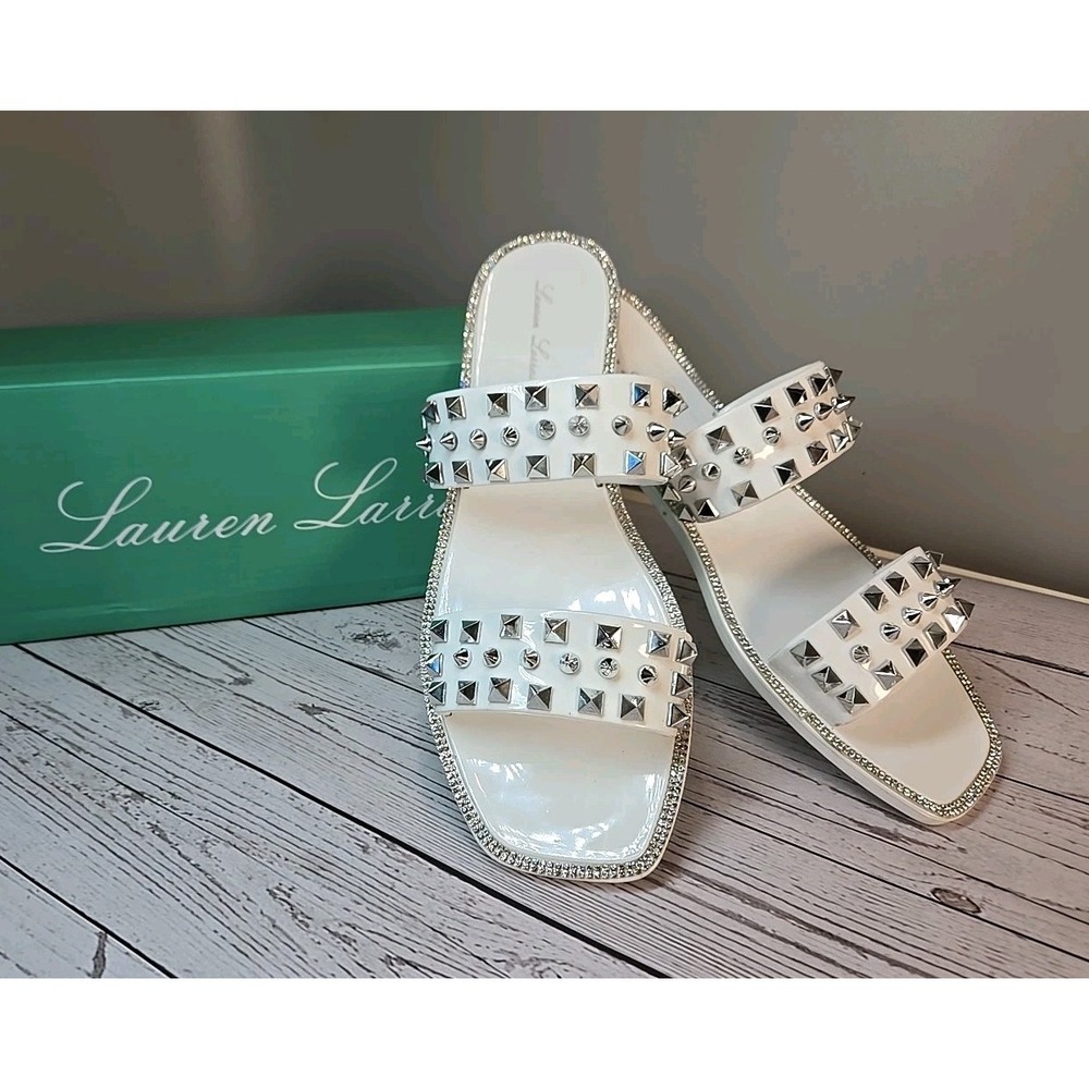 Lauren‎ Lorraine Sandals Studley Studs Biker Edgy  Women's White Size 10